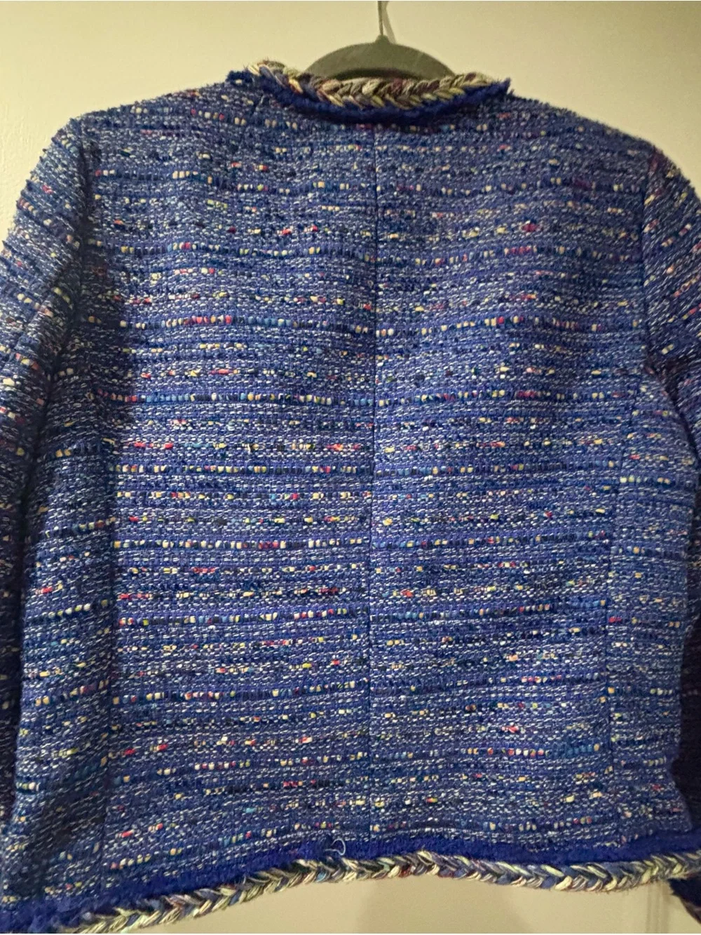 J. Crew Blue Tweed Braided-Trim Blazer